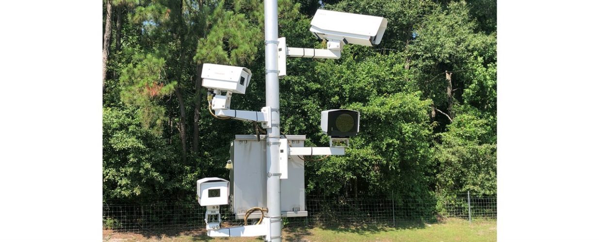 closeup of traffic security cameras